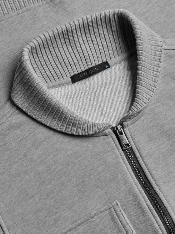 New Utah Shawl Collar Half-Zip Sweater in Light Grey Heather