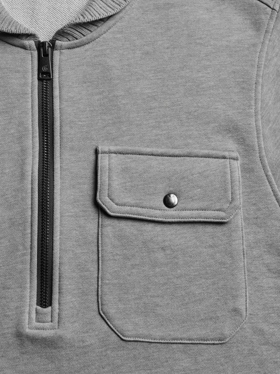 Greyson Gray fleece pullover with a pocket and zipper detail