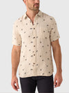Faherty Brand Short Sleeve Palma Linen Shirt Night Palm trees