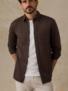 Faherty Brand Coastline Knit Shirt in Brown Road Twill