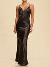 Luxxel Mesh Insert Satin Dress in Black