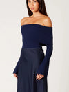 Nia the Brand Palmer Sweater in Midnight off the shoulder