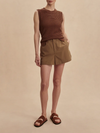 Varley Nila Mid Rise Short in Taupe Stone