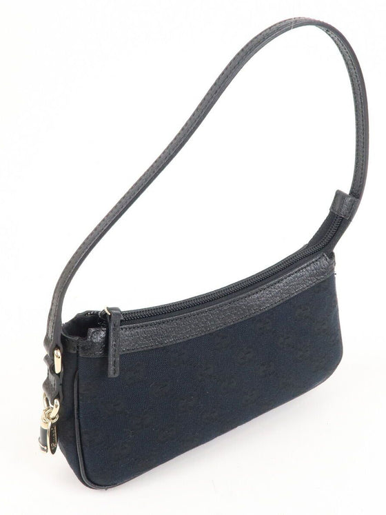 Gucci GG Canvas Hand Bag Accessory Pouch Black 154432 purse