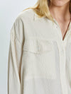 Pistola Nellie Oversized Button Down Shirt - Tan Pinstripe