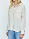 Pistola Nellie Oversized Button Down Shirt - Tan Pinstripe