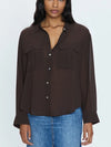 Pistola Reese Sheer Button Down Shirt in Dark Roast