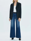 Jane Oversized Wool Blazer in Charcoal Chalk Stripe