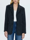 Pistola Jane Oversized Wool Blazer in Charcoal Chalk Stripe