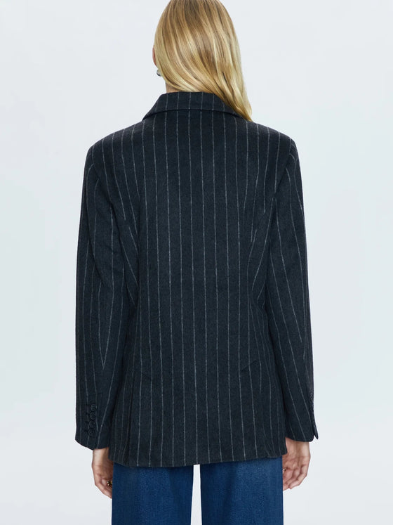 Pistola Jane Oversized Wool Blazer in Charcoal Chalk Stripe