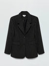 Jane Oversized Wool Blazer in Charcoal Chalk Stripe