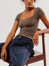 Free People Clean Lines Sunfade Baby Tee in Pinecone