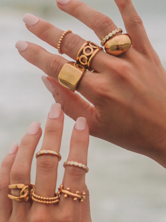 Sahira Beaded Stackable Ring in Gold