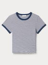 Good American Super Stretch Baby Ringer Tee in Horizon Stripe