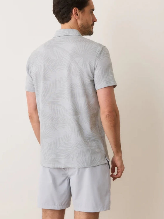 Marine Layer Air Printed Polo in High Rise Frond gray