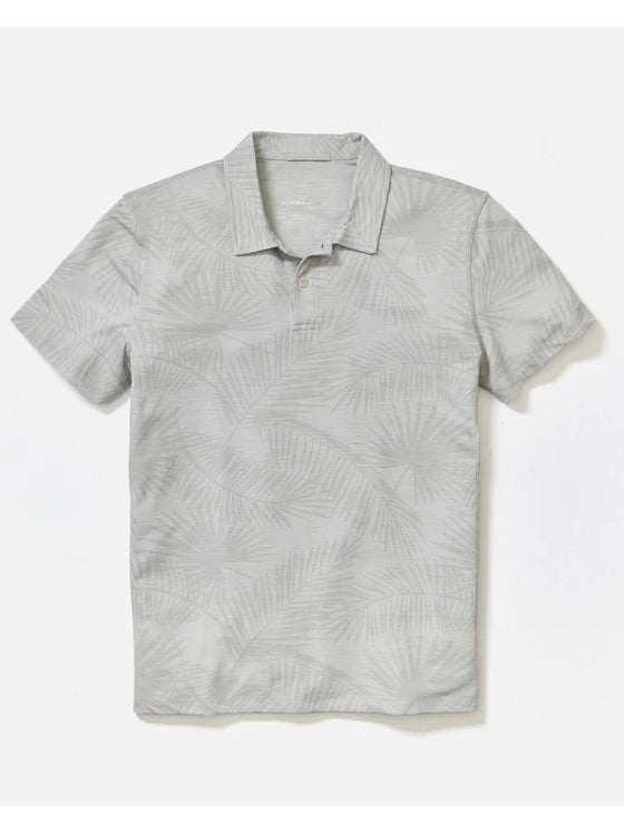 Marine Layer Air Printed Polo in High Rise Frond grey