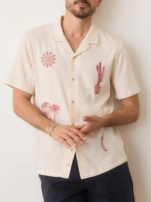  Marine Layer Embroidered Resort Shirt in Natural