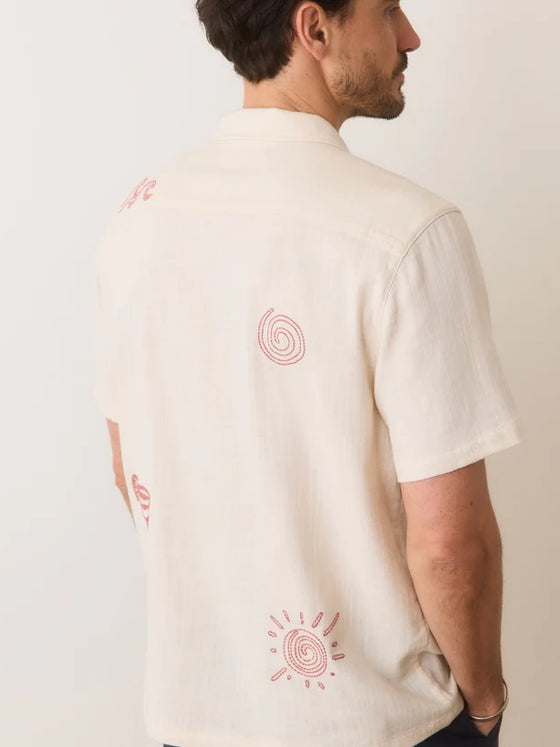Marine Layer Embroidered Resort Shirt in Natural