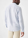 Faherty Brand Linen Laguna Shirt in Light Blue Melange light blue linen shirt