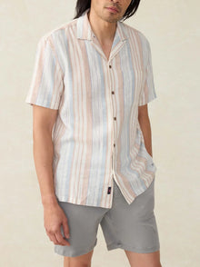  Faherty Brand Short-Sleeve Breeze Camp Shirt in Golden Breeze Stripe