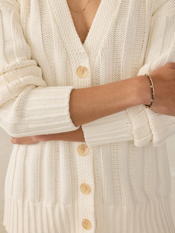 Faherty Brand Sunwashed Laidback Cardigan in Egret cream sweater