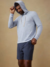 Faherty Brand Sunwashed Slub Hoodie in Blue Ivory Feeder