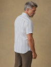 Faherty Brand Short Sleeve Palma Linen Shirt Island Blue Stripe