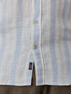 Faherty Brand Short Sleeve Palma Linen Shirt Island Blue Stripe