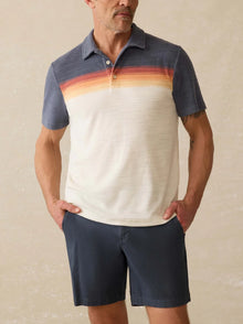  Faherty Brand Cabana Towel Terry Surf Stripe Polo in Twilight Shore Ombre