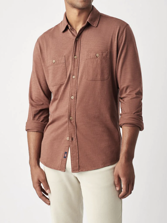 Faherty Brand Knit Seasons Shirt in Oxblood