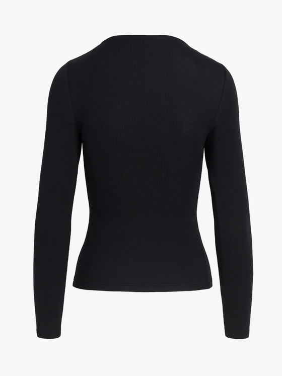 Favorite Daughter The Henley Ribbed Long Sleeve in Black