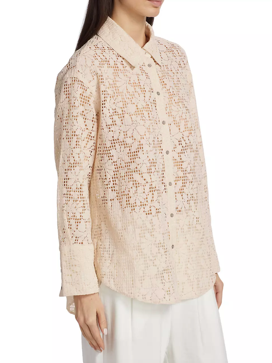 Free People's In Your Dreams Lace Buttondown in Tea