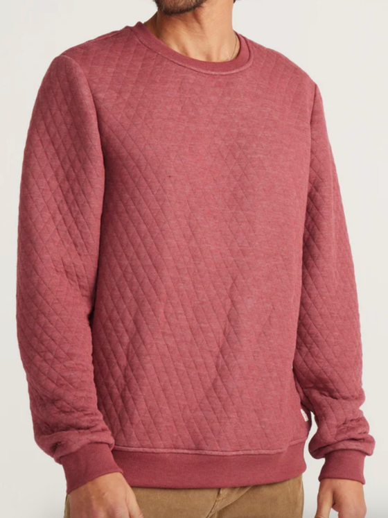 Corbet Quilted Crewneck in Cabernet Heather