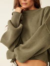 Free People's Easy Street Crop Pullover in Dried Basil