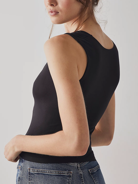 Free People's Clean Lines Muscle Cami in Black
