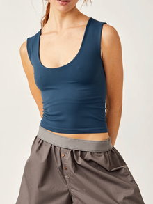  Free People's Clean Lines Muscle Cami in Navy