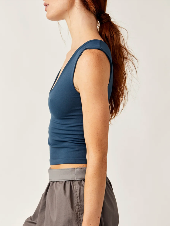 Free People's Clean Lines Muscle Cami in Navy