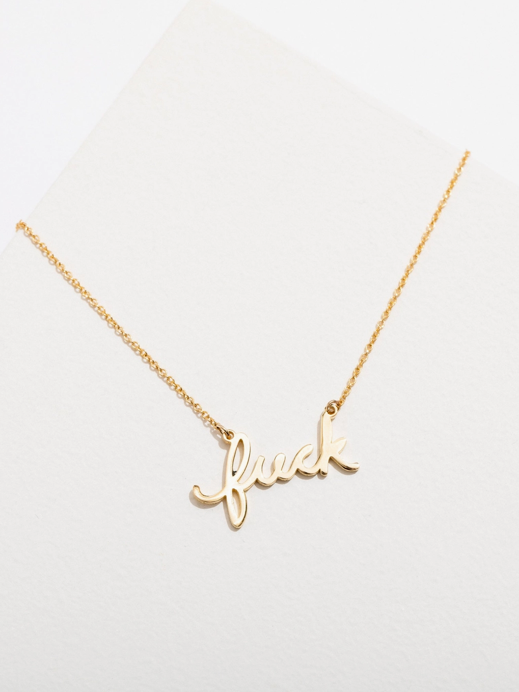  Fuck Script Necklace - Gold Plated