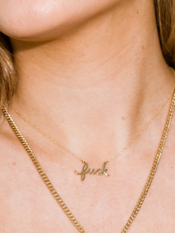 Fuck Script Necklace - Gold Plated