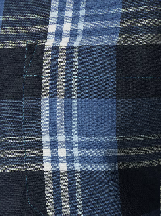 Mizzen + Main City Flannel in Denim Blue William Plaid