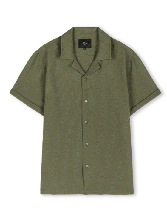 Rails Amalfi Shirt in Olive Seersucker green 