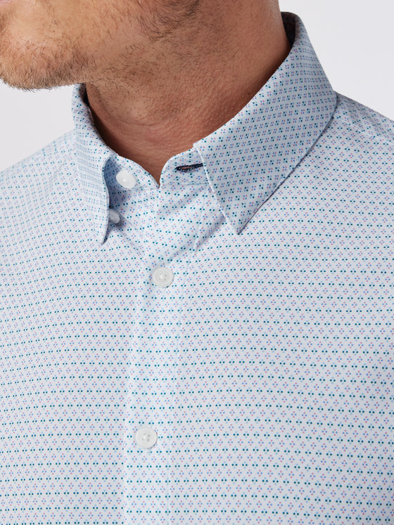 Mizzen + Main Leeward Long Sleeve Dress Shirt in White Multi Mark