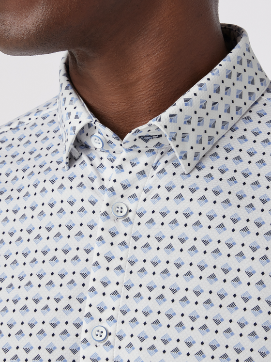 Mizzen + Main Halyard Short Sleeve Shirt in Navy Layered Diamond