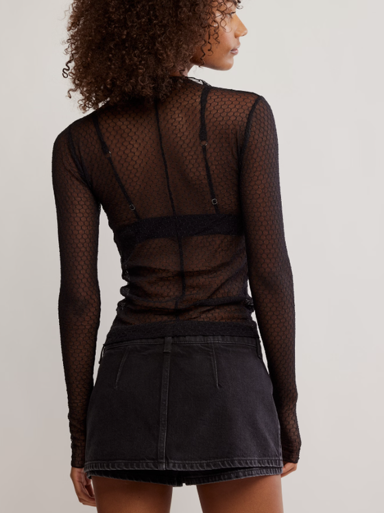 Free People Minding My Business Top in Black lace top