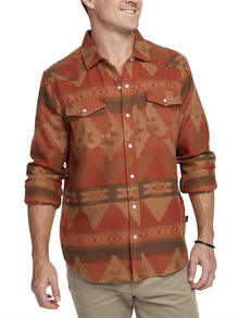  Howler Bros Sheridan Flannel Mitla Motif in Terracotta