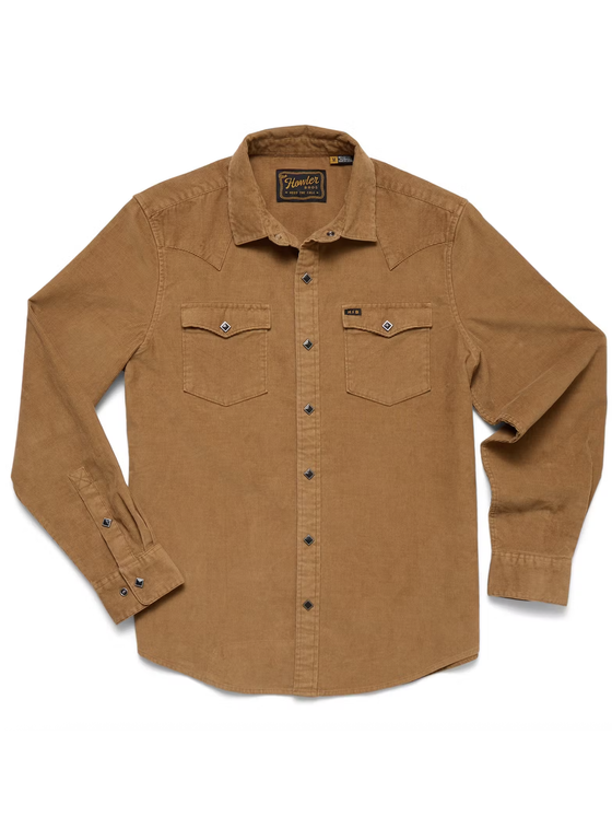 Howler Bros Banning Corduroy Snapshirt in Duck Brown