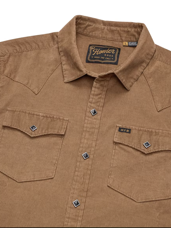 Howler Bros Banning Corduroy Snapshirt in Duck Brown