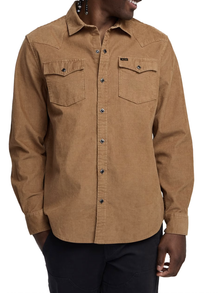  Howler Bros Banning Corduroy Snapshirt in Duck Brown