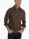 Criquet Long Sleeve Players Shirt in espresso martini
