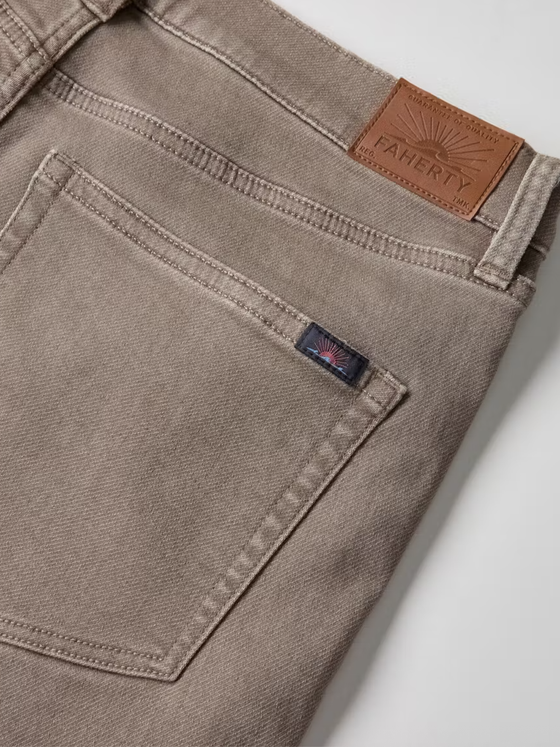 Faherty Brand Stretch Terry 5-Pocket Pant in Dark Rye